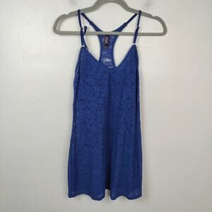 Victoria's Secret The Lacie Babydoll V-String Set Womens Large Navy Blue Lace